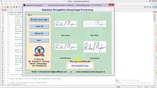 Signature Recognition and Verification Using Image Processing Matlab Project Code