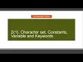 C-2 1 Character set Constants Variables Keywords