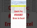 Quick Fix error In Excel