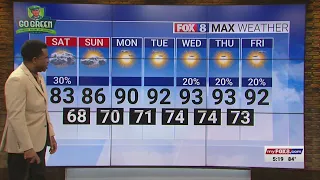 30 chance of rain Saturday high of 83