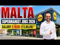 MALTA Supermarket Jobs 2026 Salary E1200 E1800 Income Saving Benefits Visa Update
