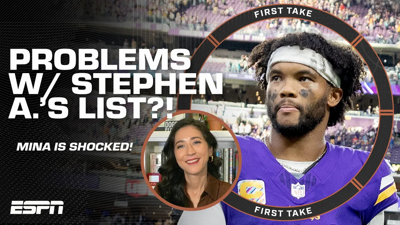 Mina Kimes calls out Stephen A.'s top-5 NFL teams A-List: Thought it was a typo! 😭 | First Take
