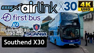 Just 3 London Stansted Airport to Essex Coastal Town Southend Front View Airlink X30 Full Visual