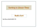 Sorting in Linear Time - Radix Sort Analysis of Radix Sort