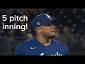 FULL INNING - Miguel Rojas THROWS 5 PITCHES to finish off the padres