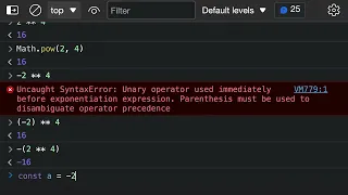 JavaScript tips The exponentiation operator