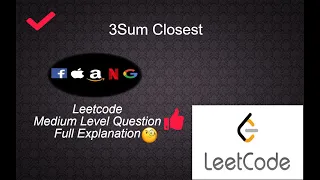 16 3Sum Closest Medium level Interview Question Full Explanation in Python