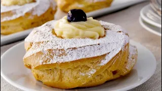 ZEPPOLE DI SAN GIUSSIPE BAKED! With Lemon Cream 🍋 EMPTY and LIGHT Foolproof recipe🤩