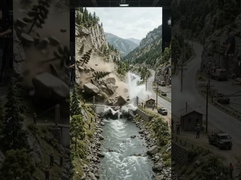 Hollywood BTS magic: #HollywoodBTS #PracticalEffects #TsunamiVFX #tornado #MiniatureEffects
