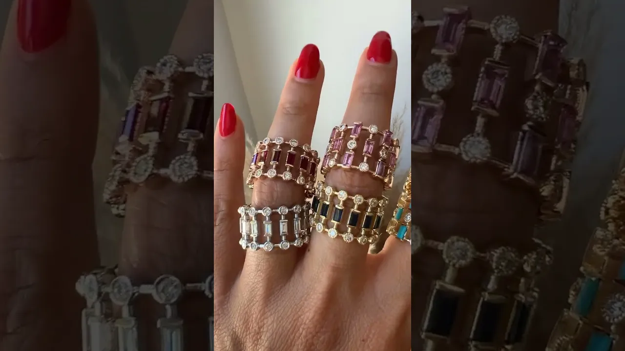 14K Yellow Gold Diamond & Turquoise Lace Cigar Ring