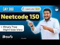 Leetcode 199 Binary Tree Right Side View in Telugu BFS Queue Methods Python DSA srkcodes