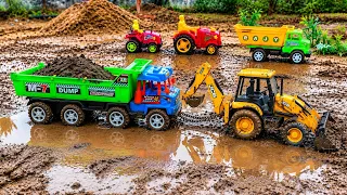 New Petrol Tanker Tata Dumper Muddy Accident Pulling Out Jcb 3dx? Jcb Cartoon | New Tractor Cartoon