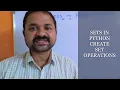 SETS IN PYTHON PART1 CREATE SET BASIC OPERATIONS PYTHON PROGRAMMING