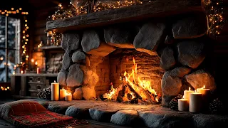 Winter Fireplace 4K With Crackling Logs In A Cozy Xmas Cabin Ambience To Relieve Stress And Insomnia 
