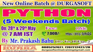 PYTHON 5 Weekends Batch Online Training DURGASOFT