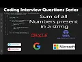 Calculate sum of all numbers present in a string Coding Interview Questions Series