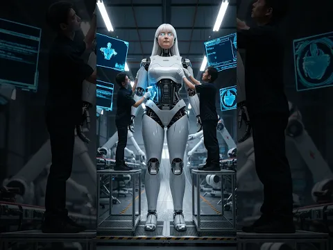 Giant Female AI Robot Come to Life in the Lab! #robot #humanoid #cyborg