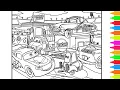 Coloring Disney Pixar Cars - Lightning Mcqueen Sally Carrera Mater Luigi Guido Coloring Pages