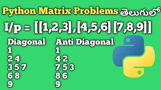Matrix Diagonal Anti Diagonal Python Matrix Problems Interview Preparation
