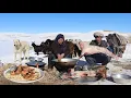 Download Lagu Surviving in the Highest Mountains of Afghanistan -63°C | Shepherd Mother Cooking Goat Curry Recipe