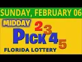 PICK MIDDAY Florida Lottery drawing for February 6 2022