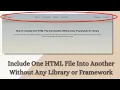 How to Include one HTML file into Another without any Framework or Library HTML CSS JS Project