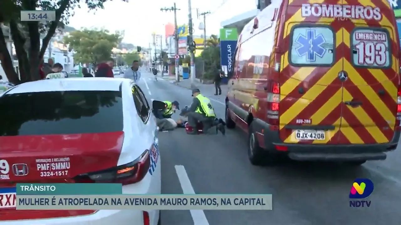 Mulher é atropelada na Avenida Mauro Ramos, em Florianópolis