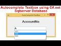 Autocomplete Textbox using C net Sqlserver Database
