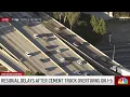 Overturned cement truck on 5 Freeeway in Boyle Heights