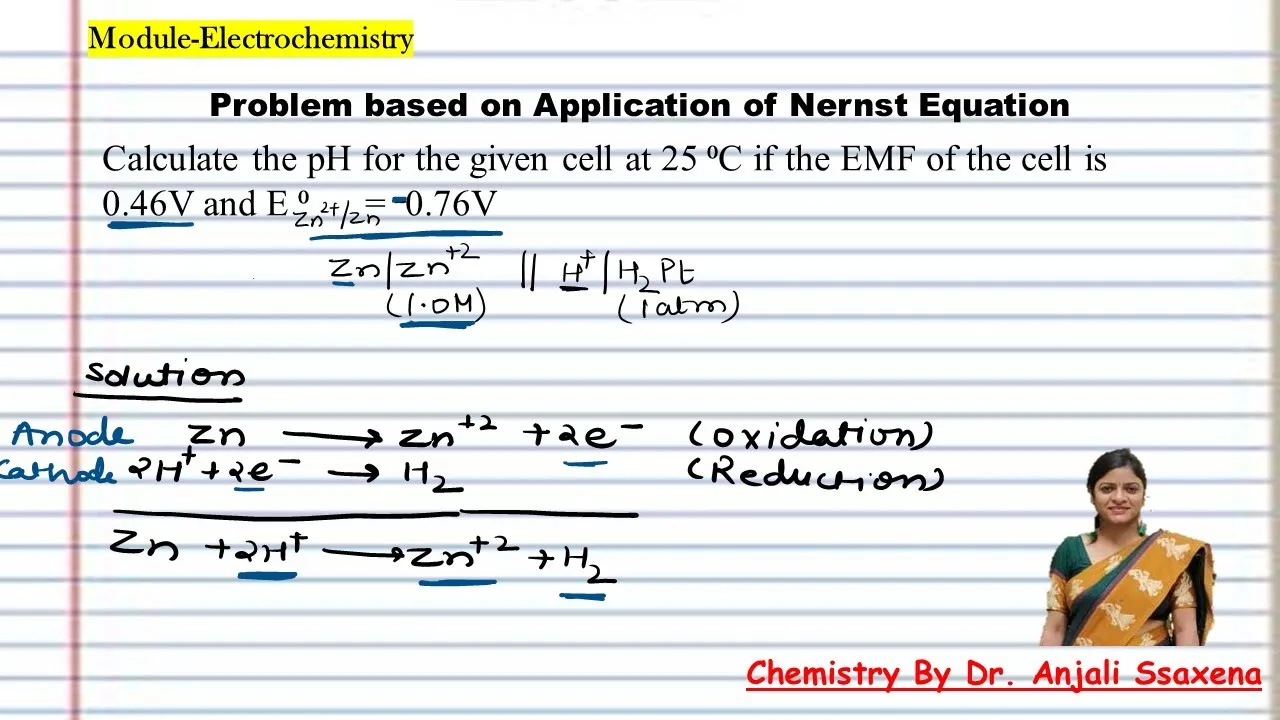 Nernst equation application| How to find pH with the help of Nernst Equation | Dr. Anjali Ssaxena