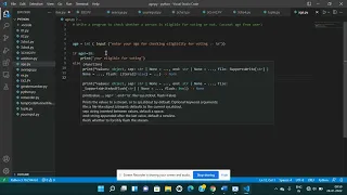 write a program to check whether a person is eligible for voting or not in python python exercise