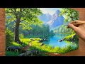 Lagu How to draw landscape painting #04 - Spring landscape by the lake / Acrylic painting / A Lu Art.