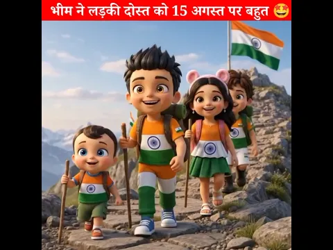भीम ने लड़की दोस्त को 15 अगस्त पर बहुत 🤩 nursery rhymes | #shorts #chhotabheem #animation #ytshorts