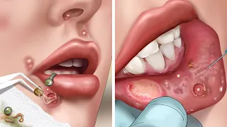ASMR Best Treatment for Girls with Lip Piercings, Swollen Lips Due to Dental Care