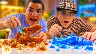 ESCAVANDO DINOSSAURO vs MEGALODON DE GELATINA! (achamos algo raro?)