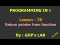 return pointer from function Lesson - 78 C in Hindi