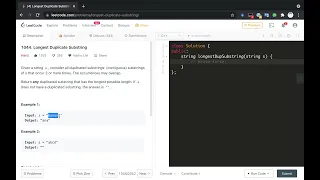 Self Mock Technical Interview Day 16 LeetCode 1044 Longest Duplicate Substring