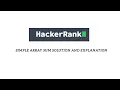 Simple Array sum solution Hackerrank Algorithms