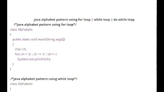 JAVA ALPHABET PATTERN USING FOR LOOP