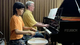 Holst "Mars" (The Planets) 5/4 Drum Practice with Piano - Emilie & Dad