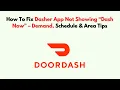 How To Fix Dasher App Not Showing Dash Now - Demand Schedule Area Tips