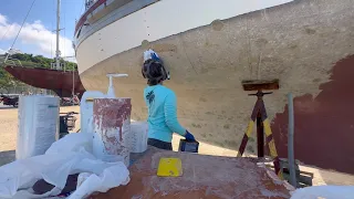 S2E24 repairing my stern tube, building the standing rigging, fairing the hull (Dominican Republic)