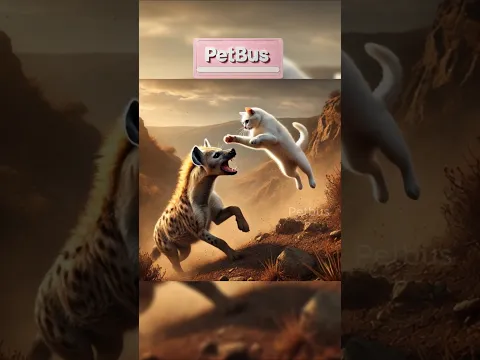 A Cat Against a Hyena #cat #cute #funny #animation