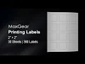 MaxGear 2 x 2 Square Labels for Inkjet or Laser Printer