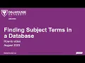 Finding subject terms in a database