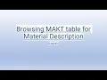 SAP Data Browser SE16 - MAKT for Material Description English