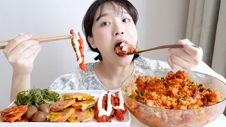 요즘 난리 난 마늘쫑 비빔밥 먹방💚 오랜만에 집밥(Feat. 대패삼겹살, 메추리알 장조림, 명란젓, 미역줄기볶음, 어묵볶음) REALSOUND MUKBANG | Bibimbap