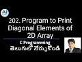 202 Program to Print Diagonal Elements of a 2D array C Programming in Telugu