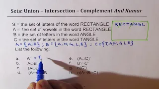 Sets Union Intersection Complements IB IIT JEE Math
