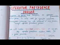 Lecture-24 Operator Precedence Parser with example in Hindi Compiler Design